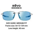 thumbnail image 3 of REVO Descend N Polarized Rimless Rectangular Frame Sunglasses - RE 4059 09 BL, 3 of 5