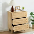 thumbnail image 5 of Modern 3 Drawer Dresser, Wood Chest of Drawers, Nightstand for Bedroom, Contemporary Three Drawer Dresser (Natural), 5 of 18