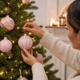 thumbnail image 4 of European Style Christmas Ball Ornaments, 8 cm Textured Baubles in Gift Box, Multicolor Xmas Hanging Decorations for Tree and Home - Pink, 4 of 7