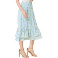 thumbnail image 4 of MODA NOVA Juniors Printed Elastic High Waist Ruffled Hem Zipper Midi Skirt, 4 of 5