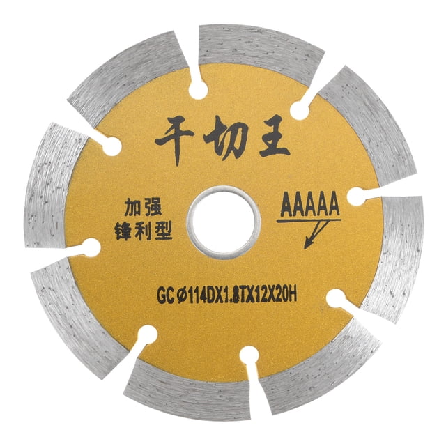 Diamante Hoja, 4,5" 114mm Segmentado Borde Sierra con 20mm Eje para Angulares Amoladoras para Cortar Concreto Piedra Albañilería Ladrillo Bloque, Amarillo