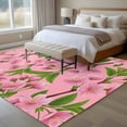 thumbnail image 4 of Spring Floral Large Area Rugs 8x10 ft Watercolor Flower Green Leaves Pink Background Washable Rug Non Slip Indoor Carpet Absorbent Floor Mat for Living Room Bedroom Dining Room, 4 of 9