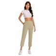 thumbnail image 5 of FRSASU Pants for Women Fashion Casual Work Pants Solid Elastic High Waisted Comfortable Fitness Yoga Cropped Pants Beige, 5 of 8
