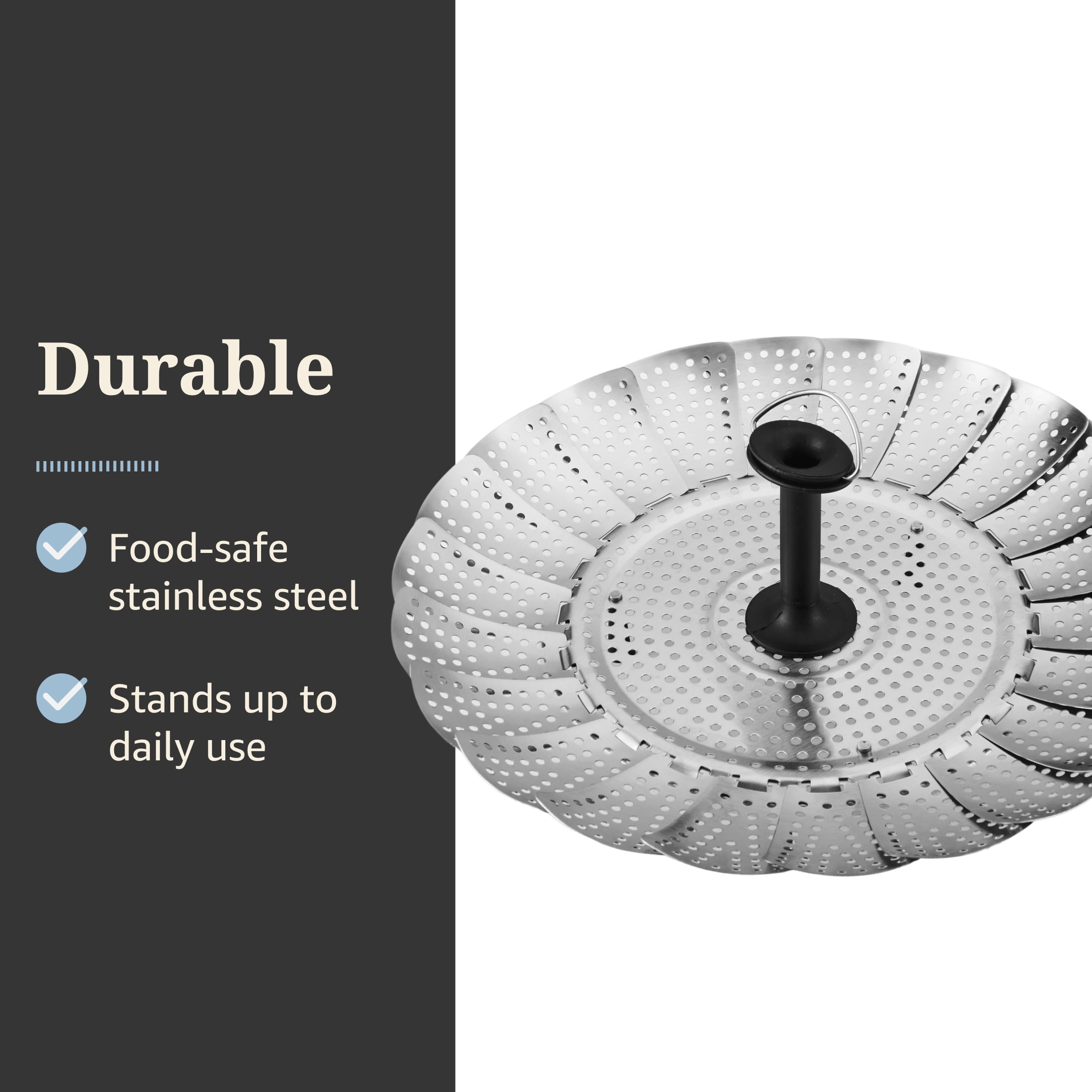 Farberware Professional 11-inch Stainless Steel Expandable Food Steamer with Soft Feet