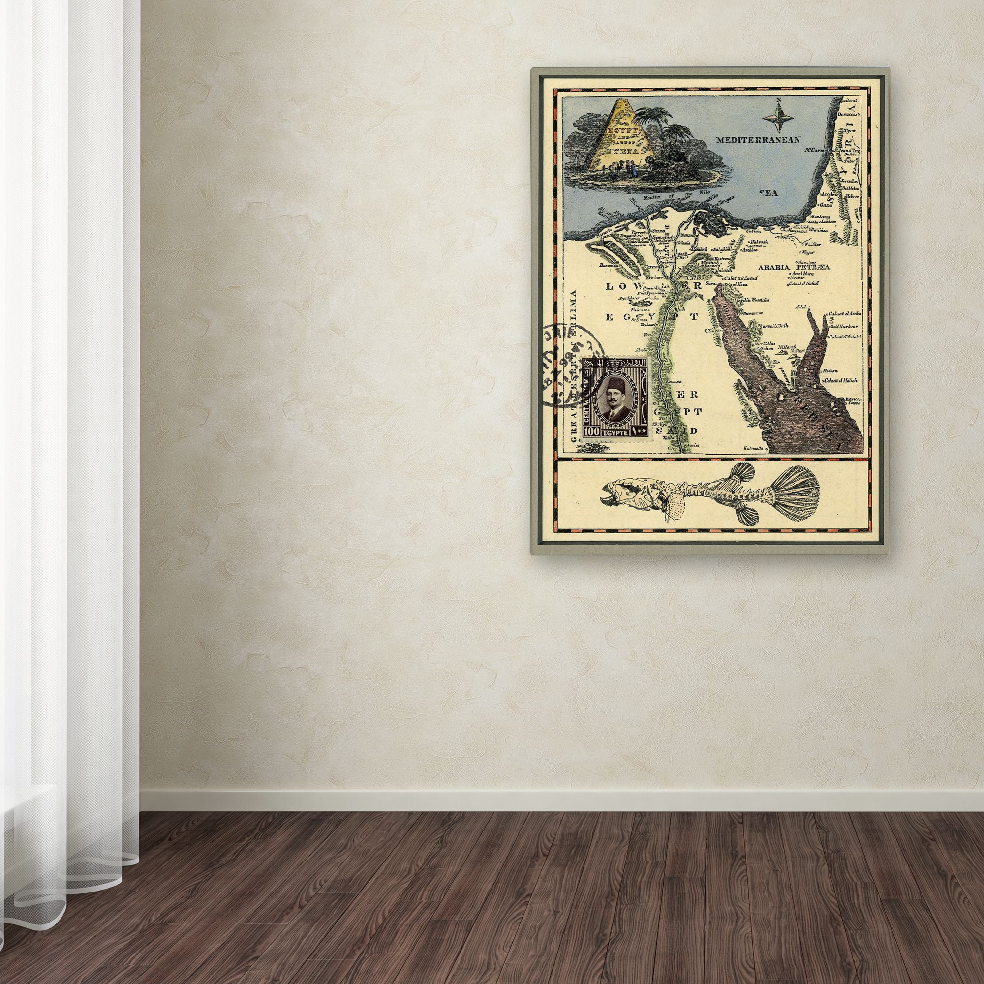 Trademark Fine Art Nick Bantock Egypt Map Canvas Wall Art - 35x47