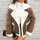 thumbnail image 4 of Abrigo y chaquetas informales de manga larga sin capucha para mujer, estilo casual, con parches, de manga larga, con cremallera y múltiples bolsillos, de poliéster., 4 of 6