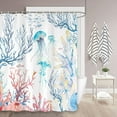 thumbnail image 5 of DTEKOJ Coastal Jellyfish Shower Curtain, 72” x 72” Ocean Blue Beach Theme, Fabric Bathroom Decor, 5 of 5