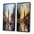 thumbnail image 3 of Designart "England City Skylineengland horizon V" England Framed Wall Art Set Of 2 - Yellow Landscapes Gallery Wall Frame Set For Home Decor, 3 of 7