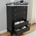 thumbnail image 4 of 5 Drawer Dresser for Bedroom, 48" Tall Rustic Storage Chest with Metal Handles, Farmhouse Closet Dresser for Living Room, Office, College Dorm, Hallway, Black, 4 of 7