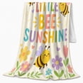 thumbnail image 2 of Playful Little Bee Sunshine Garden, Playful Botanical Garden Scene, Warm Flannel Blanket for Sunroom and Reading Nook, Garden Lovers Housewarming Gift, Celestial Home Decor, 2 of 9