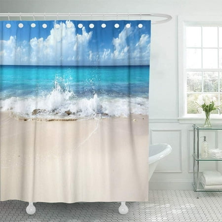 Shower Curtain Curtains Sets with Hooks Nautical Theme Blue Day Sand of ...