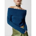 thumbnail image 2 of xiaxaixu Sweaters for Women Spring Autumn Knit Tops Solid Color Long Sleeve Off Shoulder Slim Knitwear, 2 of 7