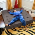 thumbnail image 2 of Jaxx Zipline Kids Sofa & Large Ottoman, 3 in 1 Fold Out Sofa, Big Kids Edition, Charcoal, 2 of 10
