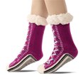 thumbnail image 6 of Thick Fleece Lined Slipper Socks with Funny Sneaker Pattern for Women Nonslip Grippers Thermal Warm Winter Home Socks, 6 of 8