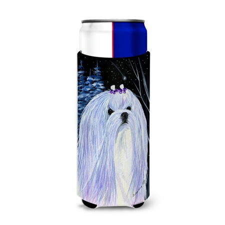 

Caroline s Treasures SS8378MUK Starry Night Maltese Ultra Hugger for slim cans Slim Can multicolor
