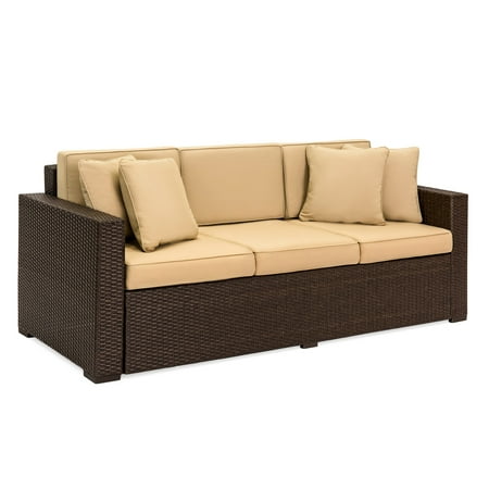 Kardashian Outdoor Furniture Best ChoiceProducts Outdoor Wicker Patio Furniture Sofa 3 Seater Luxury Comfort Brown Wicker Couch ()