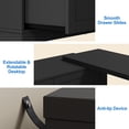 thumbnail image 5 of May in color L‑Shaped Vanity Set with Rotatable Tabletop, Modern Makeup Vanity Dresser with 6 Drawers & Open Storage Shelves, Multi‑Functional Vanity Desk for Bedroom, Nail Table, Sewing Table, Black, 5 of 8