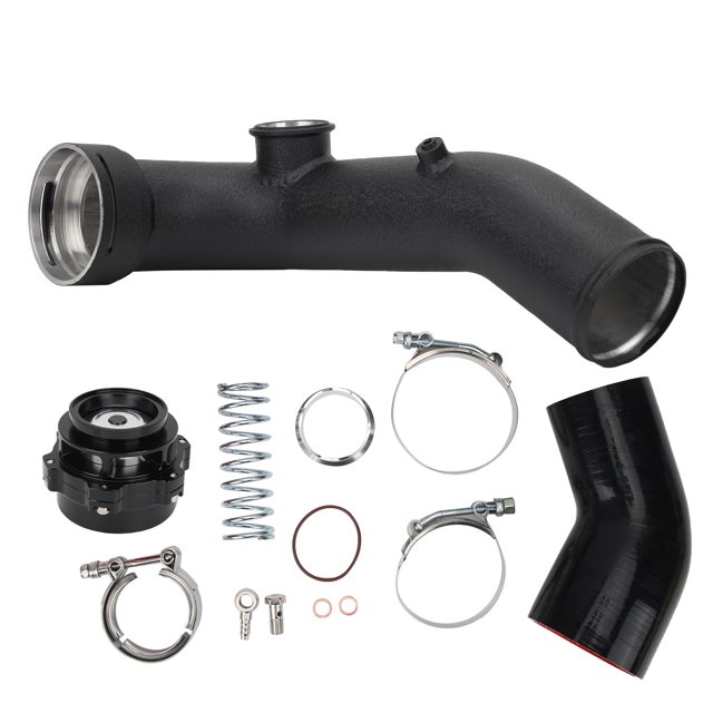 Kit de válvula de descarga Tubo de admisión Cargador Turbo Silicona Aleación de aluminio Con válvula Negra ANGGREK