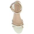 thumbnail image 5 of Journee Womens Tulsi Faux Pearl Ankle Strap Covered Block Heel Flat Evening Dress Sandals, 5 of 10