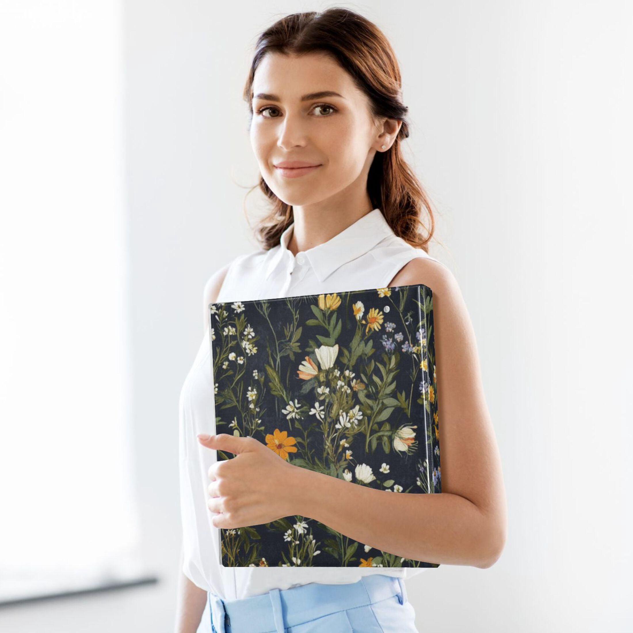 Wildflowers 3 Ring Binders 1.5 inch Hardcover File Folders with Interior Pockets A4 Size Organizer for School Office Hospital