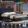 thumbnail image 3 of Afuhokles Queen LED Bed Frame with 4 Storage Drawers and USB Ports Modern Upholstered Platform Bed Frame with Storage and LED Headboard with 3 Side Light Strip, PU Leather,No Box Spring Needed,Black, 3 of 7