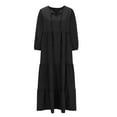thumbnail image 4 of Ayolanni Womens Dresses Casual Black Puff Long Sleeve Tie Neck Solid Maxi Dresses Dresses for Juniors S, 4 of 5