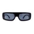 thumbnail image 4 of Retro Shield Narrow Rectangle Flat Top Plastic Sunglasses All Black, 4 of 4