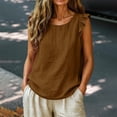 thumbnail image 5 of Hesxuno Women Cotton Tank Tops Plus Size Ruffle Cap Sleeve Tops Round Neck Solid Color Undershirts Casual Lounge Summer Comfy Tanks Brown L, 5 of 7