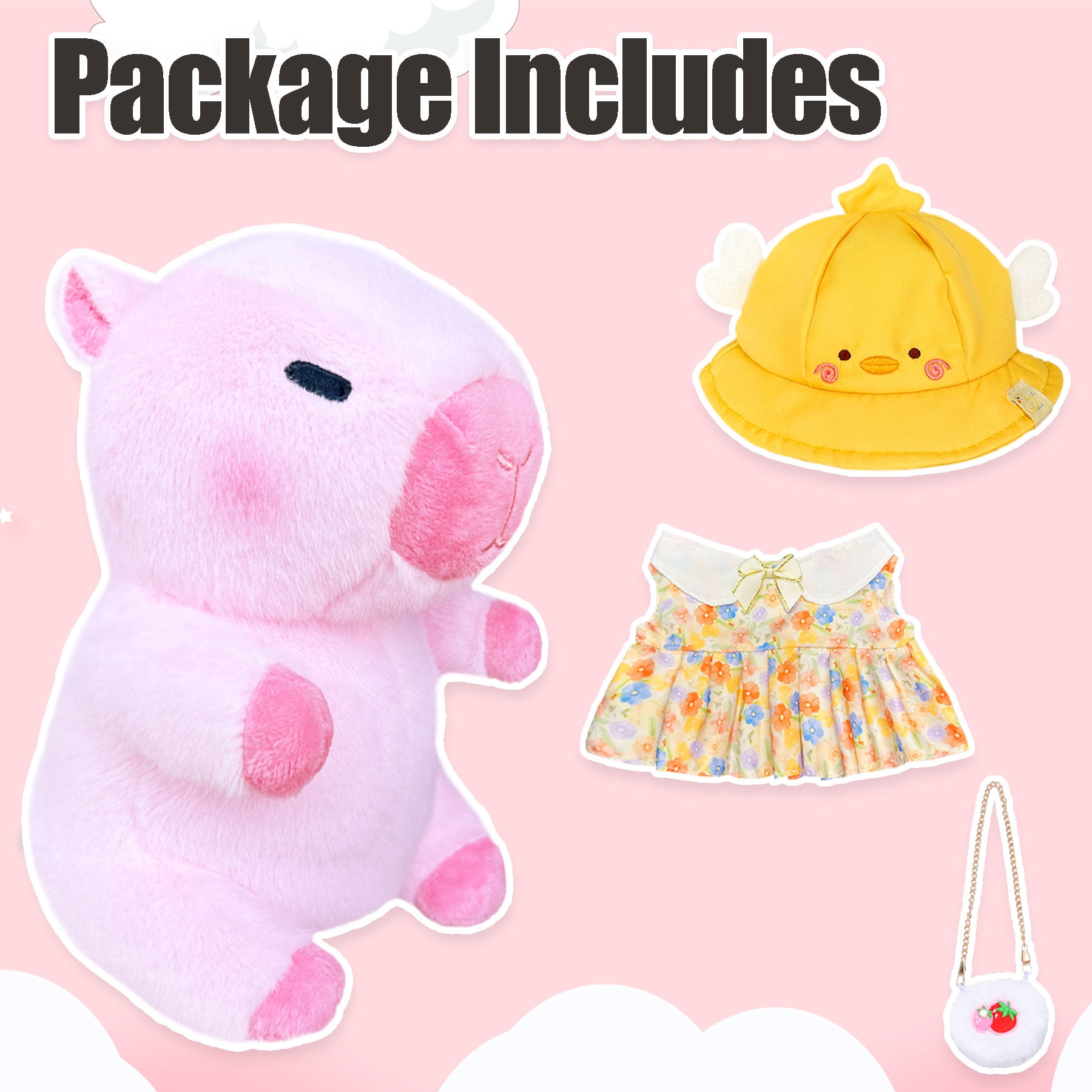 10.4 in/26.5 Cm Capybara Plush Stuffed Animal, Soft Plush Toy with Easter & Spring Outfit, Cute Gift for Easter Basket, Home Decor & Collectible