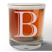 Monogram Etched Letter B 11oz Whiskey Rocks Glass Bourbon Scotch Lowball Old Fashioned Gifts for Him for Groomsmen for Husband