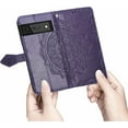 thumbnail image 3 of case for Google Pixel 6 Pro Mandala Wallet Case,Slim 3D Flip Leather Magnetic Closure with Credit Card Holder & Hand Strap Flip Folio Closure Phone Case for Google Pixel 6 Pro MTL Purple, 3 of 14