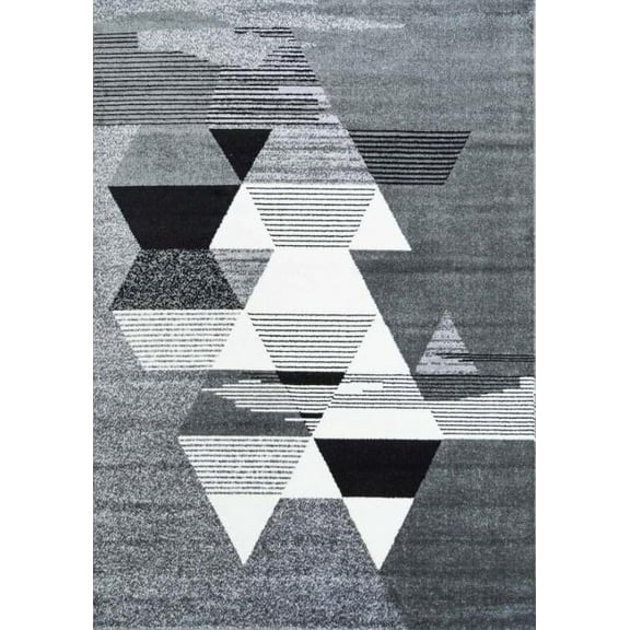 Ladole Rugs Geometric Style Moda Collection Turkish Durable Beatuiful Modern Area Rug Carpet in Grey White, 3'9" x 5'2" (115cm x 160cm)