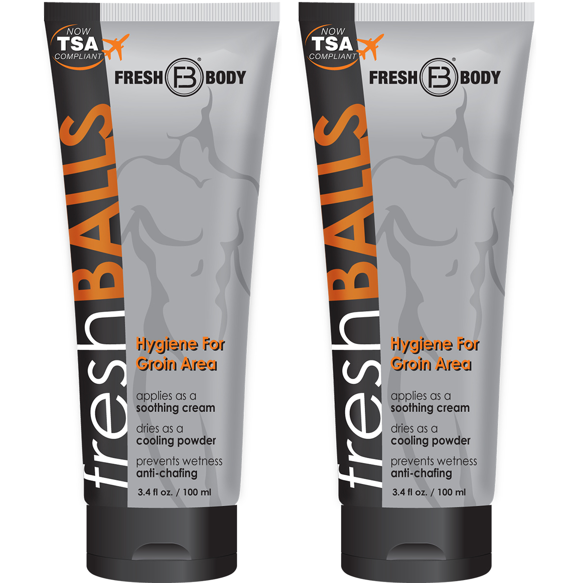 Fresh Balls by Fresh Body 3.4 oz (2 Pack) Antiperspirant Liquid Chafing