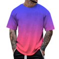 thumbnail image 2 of T-Shirts for Men Summer Short Sleeve Gradient Color Pullover Tees 2025 Stylish Casual Stretch Comfy Loose Workout Tops Z001-Light Purple M, 2 of 3