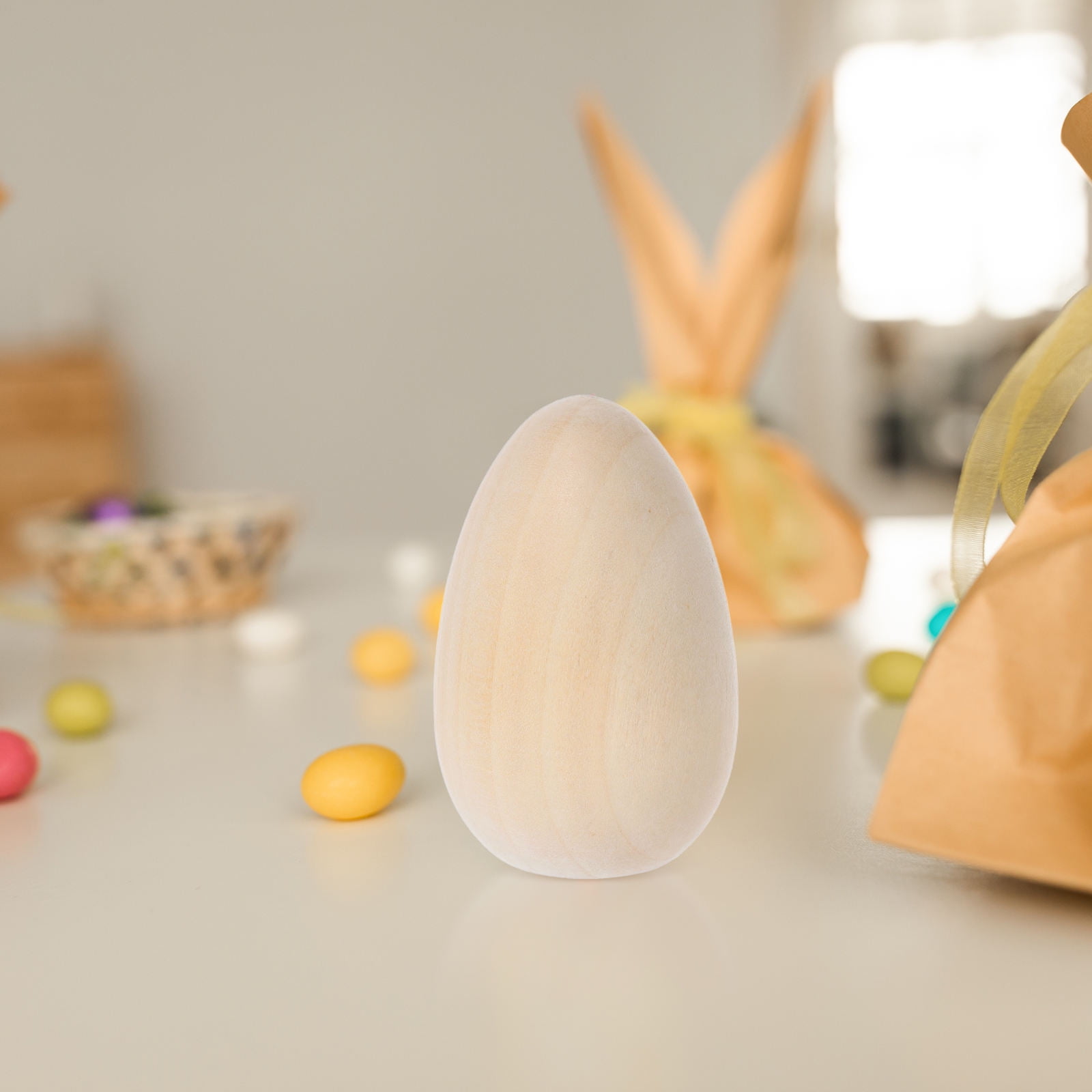 Hemoton 18-Piece Wooden Eggs Set Unpainted Easter Eggs for Decorating, Painting, Graffiti Toy Ornaments for Easter Party Fun