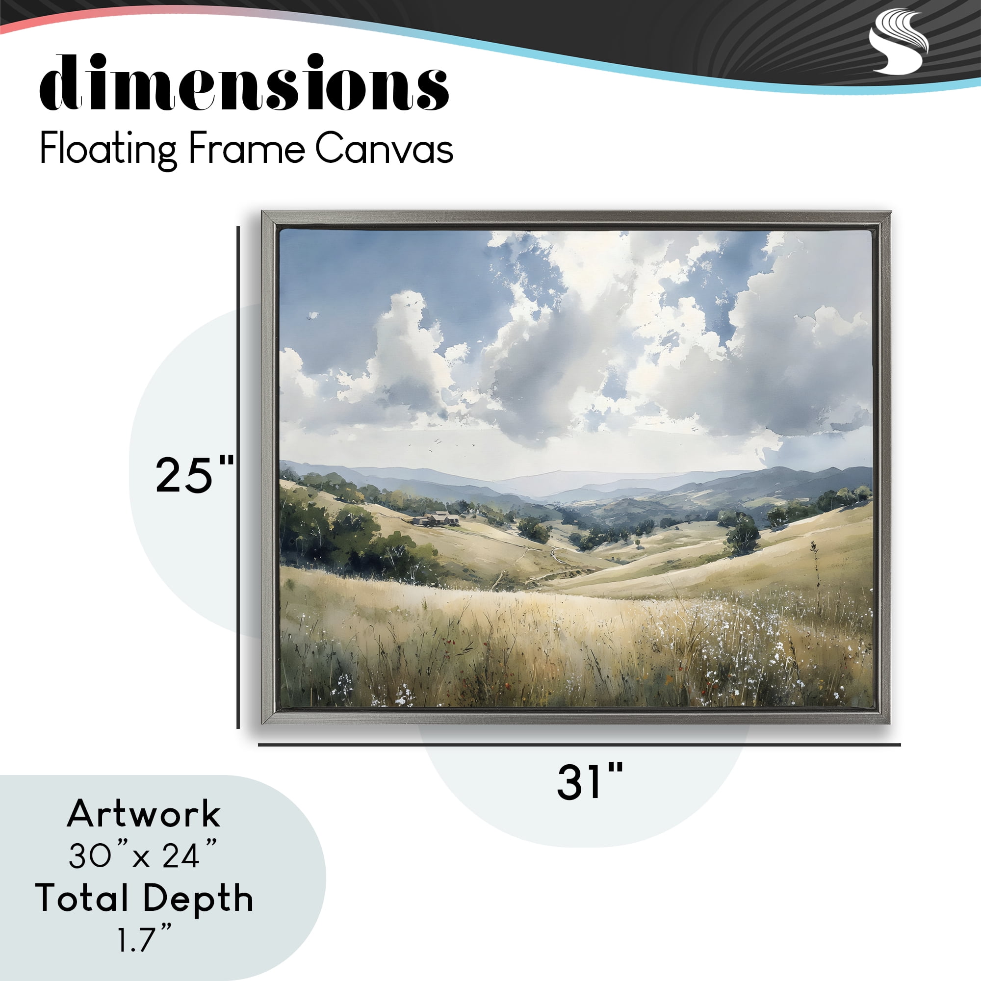 Stupell Industries Distant Hill House in Meadow Gray Framed Floater Canvas Wall Art, design by Franklyn Gregory