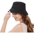 thumbnail image 3 of Sombrero de pescador de algodón para mujer, sombrero para el sol al aire libre, negro, 3 of 5