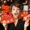 thumbnail image 1 of Fiudx Juego de Sobres Rojos 2024, Diseño Estampado En Dorado, Tradición Festiva China, Regalo Universal de Año Nuevo, Buena Suerte, Decoración Del Hogar, Paquete de 8, Tamaño 17 X 9 Cm, 1 of 3