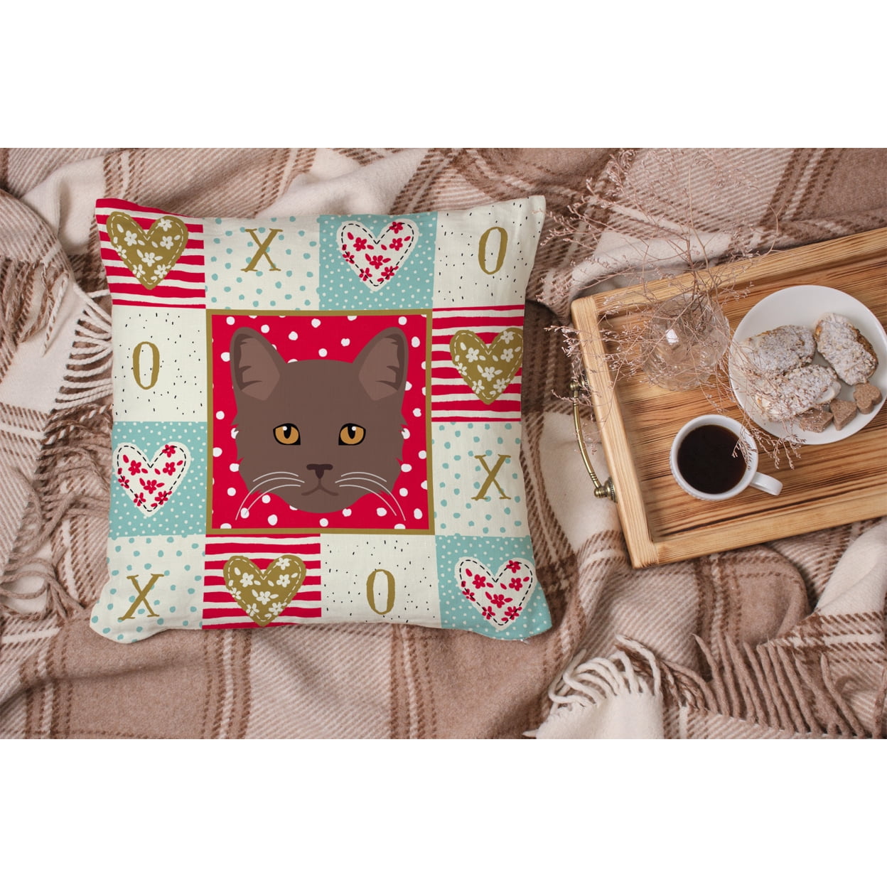 York Chocolate Cat Love Fabric Decorative Pillow