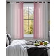 thumbnail image 3 of Pink Grey Ombre Sheer Curtains 45 Inch Length 2 Panels Set for Living Room/Bedroom, Farmhouse Gradient Minimalist Kitchen Curtains Grommet Semi-Sheer Curtains Drapes Voile Window Treatments 42"x45"x2, 3 of 7