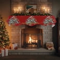 thumbnail image 4 of Christmas Fireplace Mantle Scarf, Winter Red Cardinal Pine Cone Branches Berry Mantel Cover Table Runner for Home Living Room Door Window, Indoor Outdoor Holiday Party Decor 17" x 90", 4 of 8