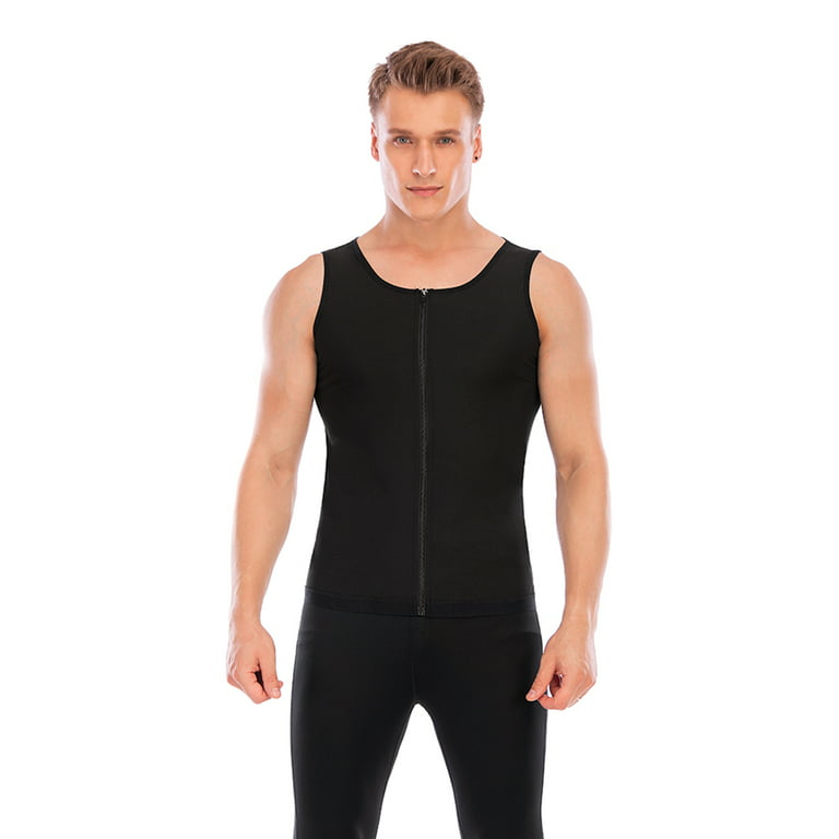 Mens Sweat Sauna Vest for Waist Trainer, Sweat Sauna Suit Zipper Neoprene  Workout Vest for Men, Black, 3XL