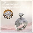thumbnail image 3 of CILENON Gold Band Ring Woman Fashion Couple Diamond Ring Marriage Proposal Essential Zircon Ring Gold Engagement Rings for Women Thumb Rings for Women Ring Set for Women(Silver,8), 3 of 6