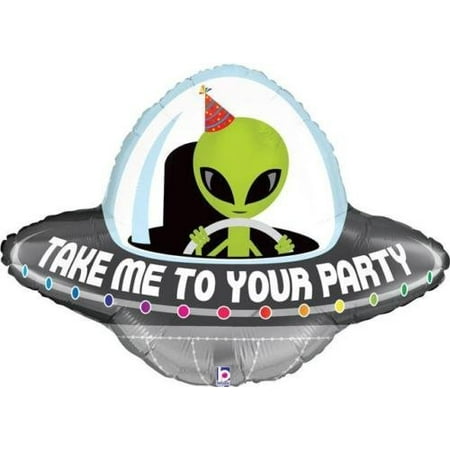 Alien Spaceship Take Me To Your Party 29 Inch Supershape Foil Balloon, By Betallic