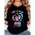 thumbnail image 1 of Women'S T-Shirt, "Guess Gender Pink Blue Footprint Gigi" Print, Retro Minimalist Fashion, Round Neck, Casual Comfort, Sports Short Sleeve T-Shirt, 1 of 6