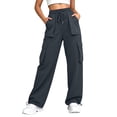 thumbnail image 6 of Mineart Women Solid Cargo Pants Casual Quick Dry Trousers with Elastic Drawstring Waist and Drawstring Hem Multi Pockets Button Trim for Outdoor Hiking, 6 of 9