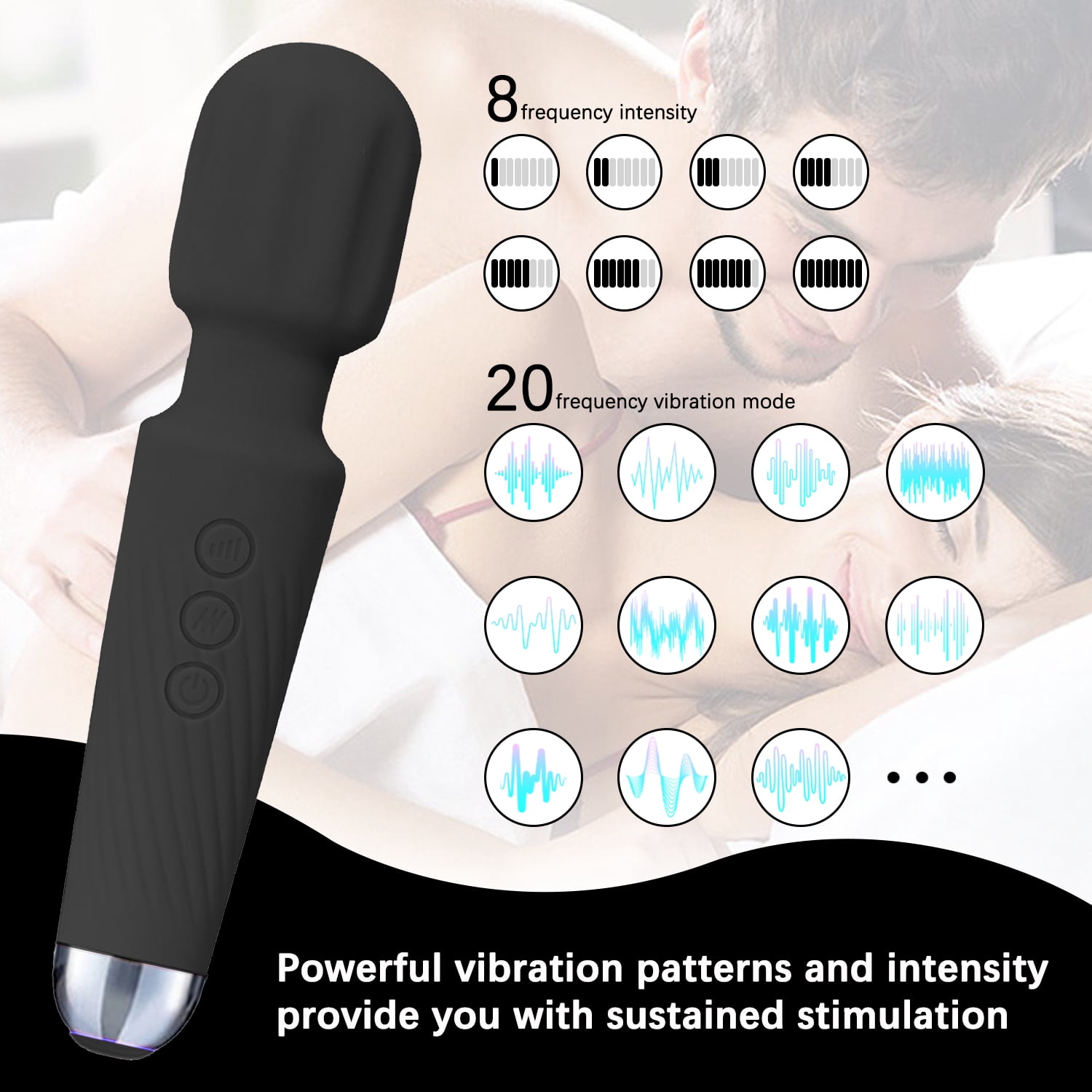 Centerel Wand Massager with 20 Modes 8 Vibration,Personal Body Massager Vibrator Wand-Black , Personal Massage Wand