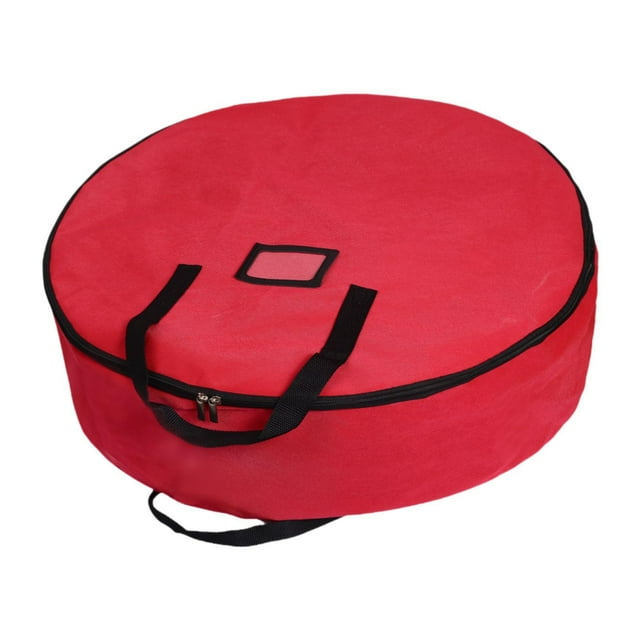 veasfak Sac de Rangement pour Couronne de Noël Grande Capacité Poignées de Transport Robustes Sac pour Guirlande Rouge 74x17 cm