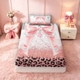 thumbnail image 4 of Homewish Pink Princess Bowknot Twin Sheets for Girls, Glitter Cheetah Print Bedding, 3 Pieces (1 Flat Sheet, 1 Fitted Sheet and 1 Pillowcase), 4 of 6