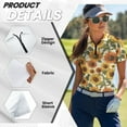 thumbnail image 5 of COEQINE Women 1/4 Zip Golf Shirts Soft Quick Dry Fit Golf Tops Sunflower White Print Short Sleeve Polo Shirts Moisture Wicking Workout Lightweight Tennis Activewear, XS, 5 of 7